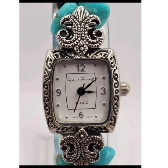 Geneva Genuine Turquoise Beaded Bracelet Watch with Silver Tone Accents O/S main image 6